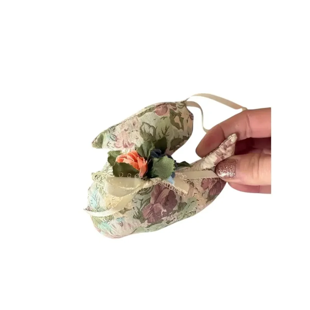 Vintage Handmade Floral Fabric Goose Duck Ornament Hanging Country